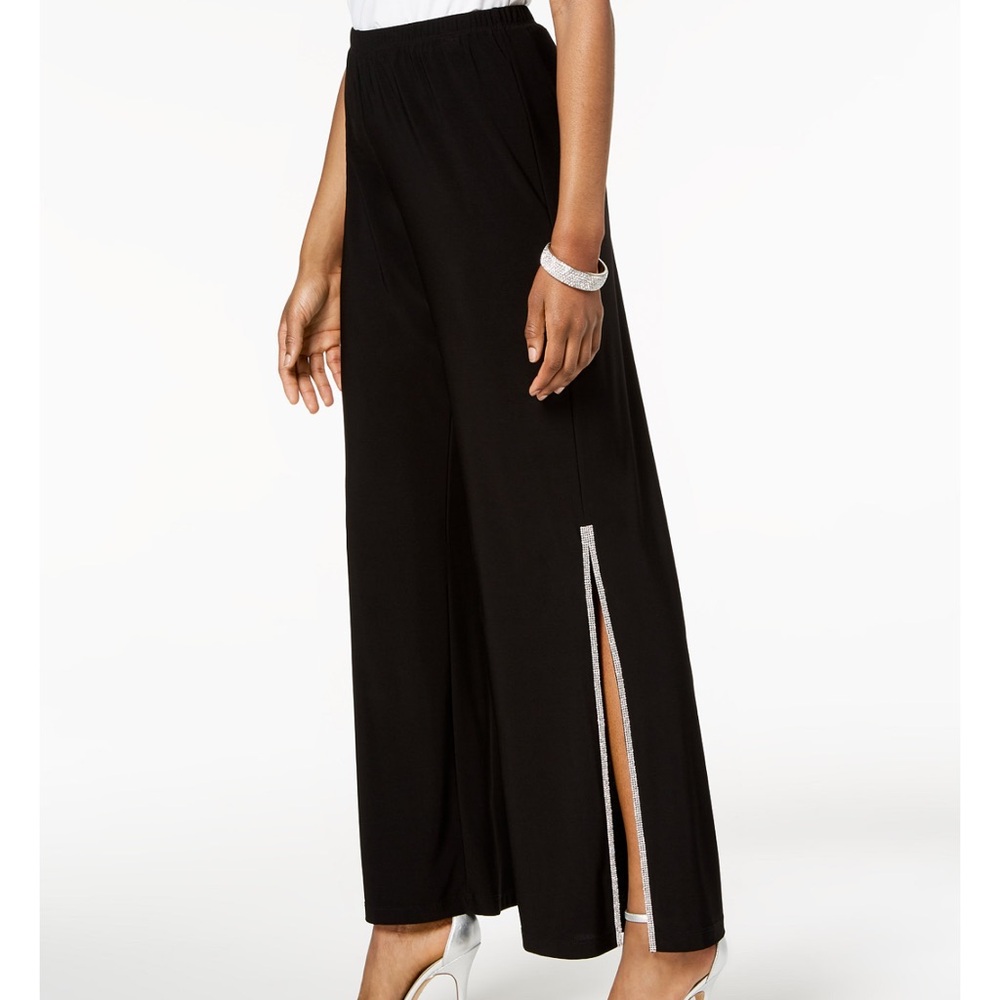 MSK Chic Black Pants with Rhinestone Side Stripes
